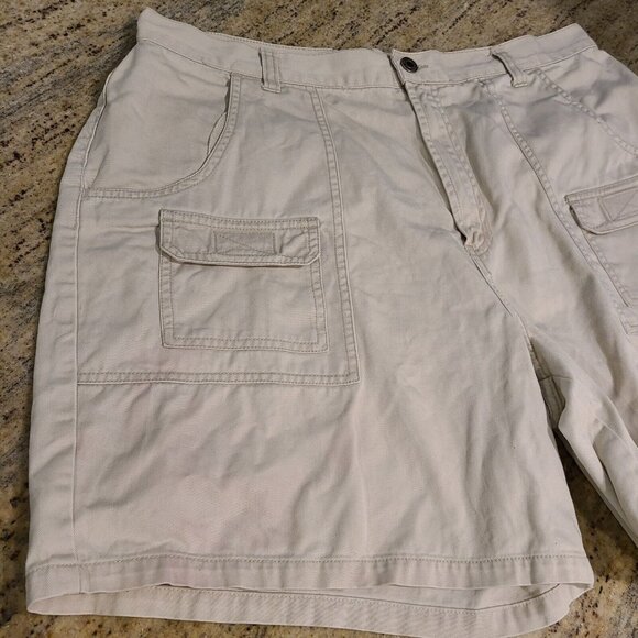 Vintage FADED GLORY Cargo Shorts Missy Size 18 Khaki Tan VTG Y2K High Rise - Picture 7 of 14